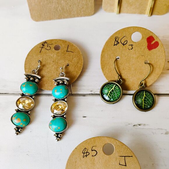 New 10 Colorful Earrings Dangle/Drop Resellers Lot/Bundle Gold & Silver Tone - Picture 4 of 7